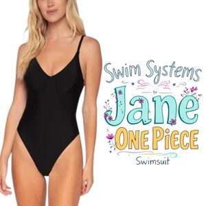Swim Systems Jane One Piece Womens Swimsuit Black Size Medium